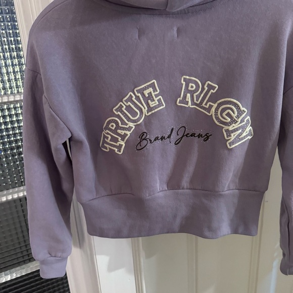 TRUE RELIGION Brand Jeans Women’s ZIP CROP HOODIE Lavender SIZE S (4) - Picture 2 of 10